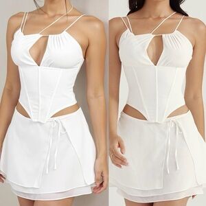 HOUSE OF CB Orla White Chiffon Strappy Corset NWOT size‎ XS